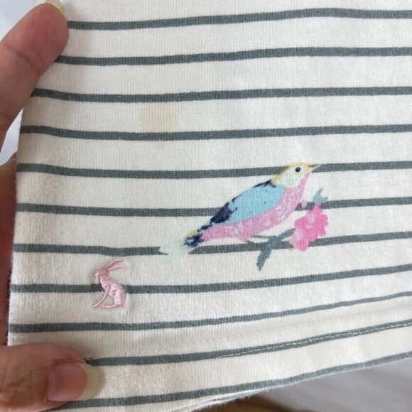 Joules Harbour Striped Bird Print Top Whimsy Nature Boho Grandma Cottage Core 10 - Picture 3 of 9